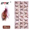 FTK Fly Fishing Fly Set Fly Combo Trout Bass Fishing 48 Piece Dry Fly Lure Fly Fishing Lures