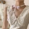Korean Style Lace Scarves Bow Tie Ribbons Necklaces Simple Pearl Choker  Girl