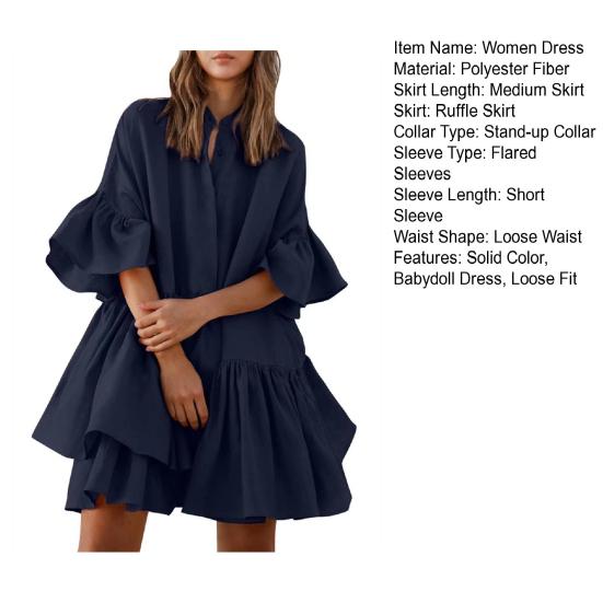 Женское многоярусное платье-бэбидолл с плиссированными рукавами, летнее повседневное свободное мини-платье средней длины для повседневной жизни и пляжных вечеринок