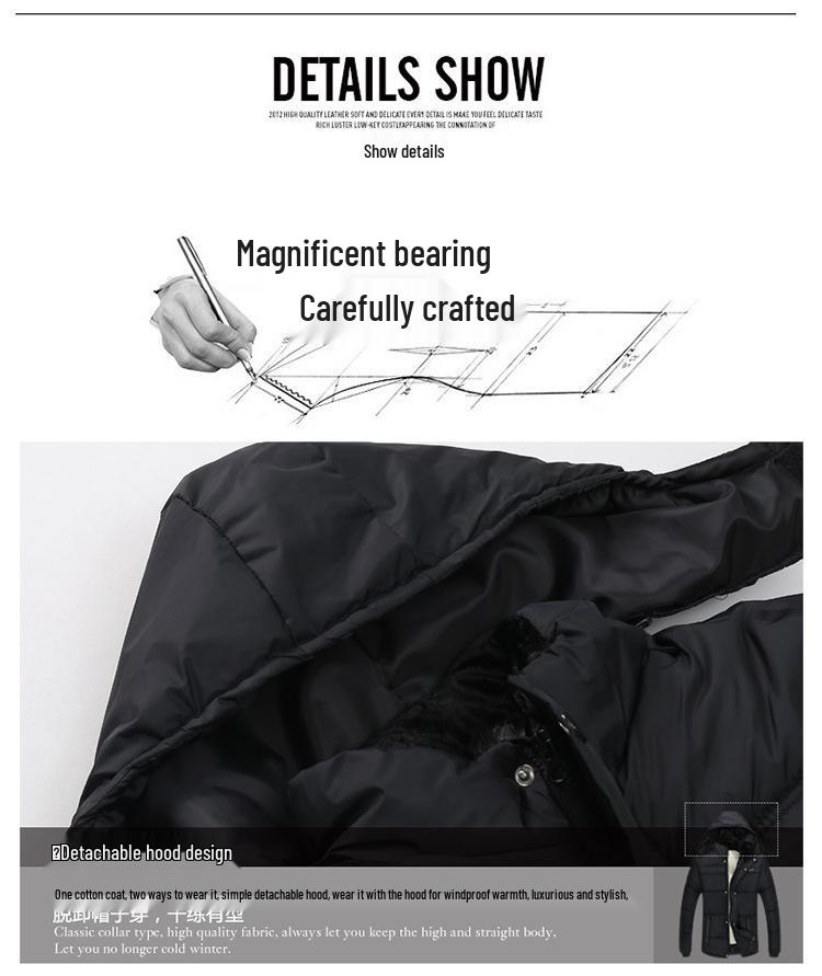 Мужское хлопковое пальто средней длины для пожилых – Теплое, утолщенное, на плюшевой подкладке