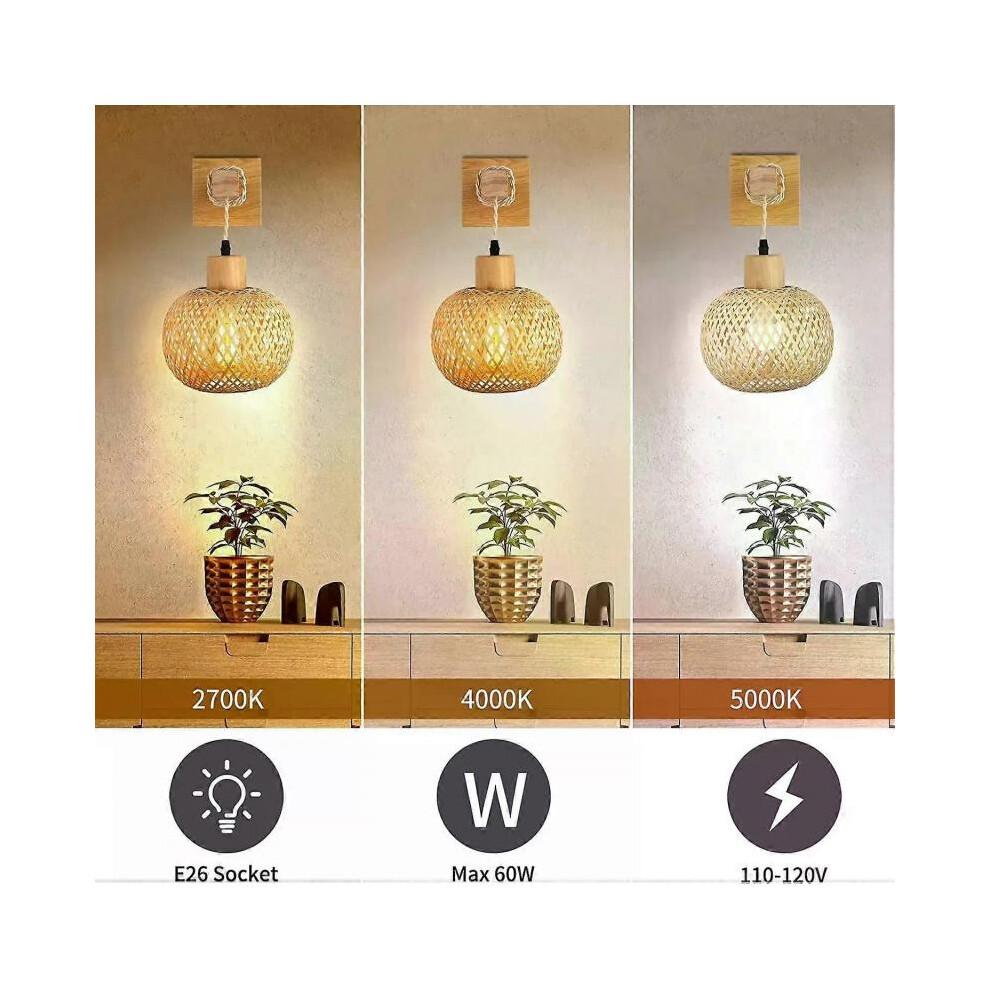 Retro Japanese Style Bamboo Wall Lamp Restaurant Rattan Lighting Bedside Bedroom Farmhouse Country Interior Background Wall Lamp