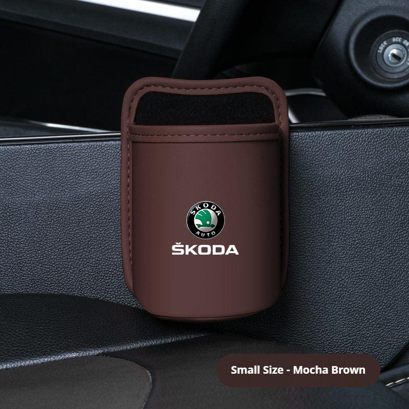 HQKI8 Car Door Storage Box Seat Hanging Trash Can Trash Can Car Interior Accessories For Skoda Octavia Superb Rapid Kodiaya Kroya