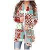Women's Fashion Casual Christmas Print Medium Length Cardigan Jacket Coat
