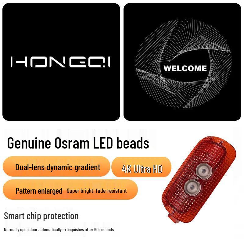 Динамическая подсветка приветствия для автомобилей Hongqi H5/H6/H7 2023-2025 гг., проекция на дверь автомобиля, внутренняя отделка