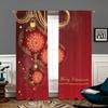 2 Pieces, Red Classic Christmas Ball Curtains -30% Blackout - Suitable for Living Room, Bedroom, Kitchen, Home Decoration