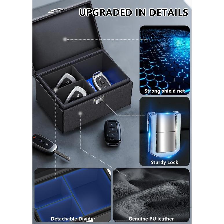 Faraday Box for Car Keys, Key Fob Signal Blocker Rfid Box for Car Keys, Faraday Key Fob Protector Signal Blocking Box