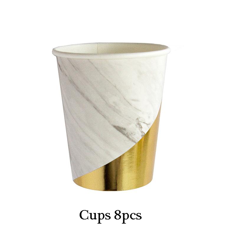 Одноразовая посуда из золотой фольги и мрамора, бумажные тарелки для вечеринок, стаканчики, сувениры на вечеринку в честь рождения ребенка, бумажные трубочки для питья, принадлежности для свадебной вечеринки
