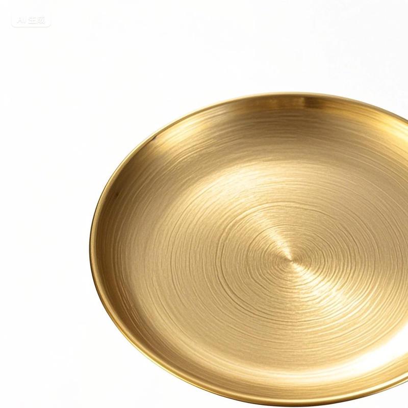 34cm Minimalist Stainless Steel Dining Plate