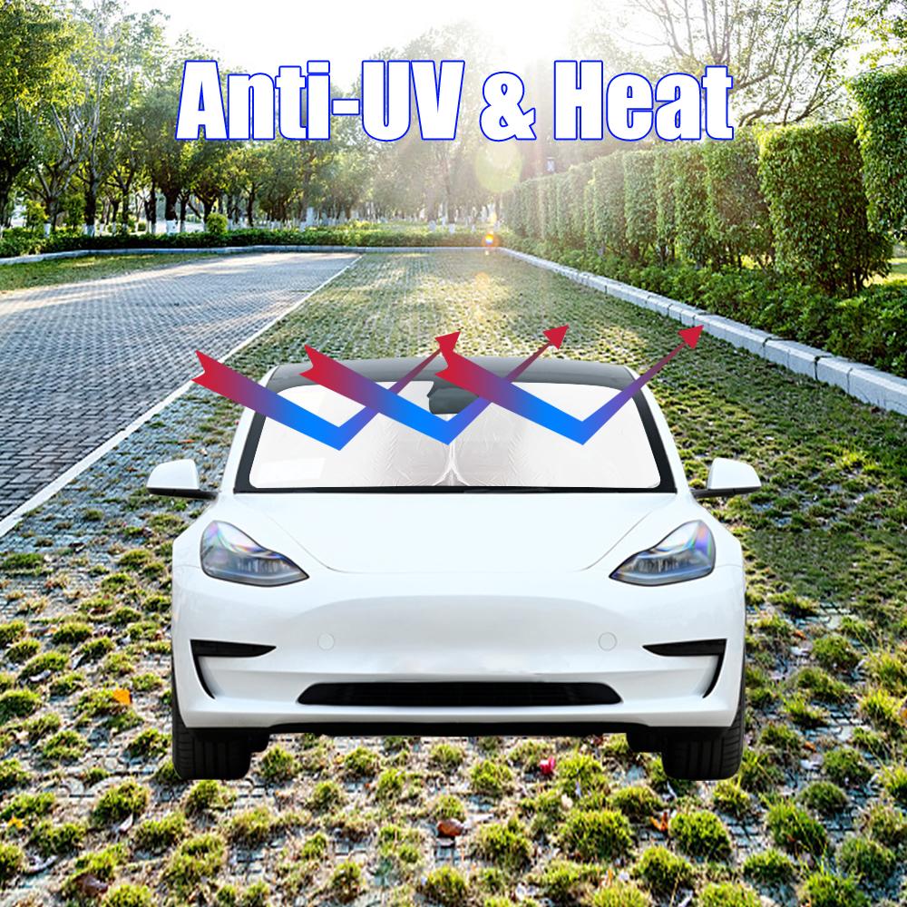 For Tesla Model 3 Y Foldable Car Windshield Sun Shade Covers Auto Front Window Sunscreen Parasol Sun Visors