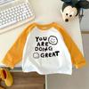 Kids Cotton Long Sleeve T Shirt Spring Autumn Round Neck Block Casual Top For Boys And Girls