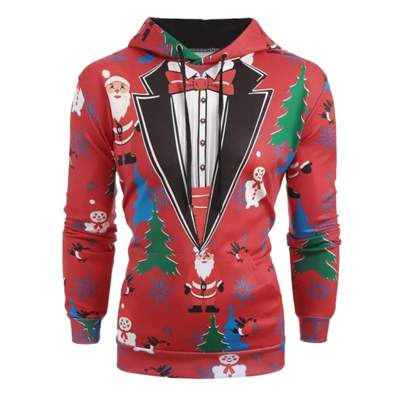 Hoodies For Men Women Ugly Christmas Sweater Xmas 3D Funny Printed Long Sleeve Hoodies Pullover Blouse Tops Graphic Sweatshirts