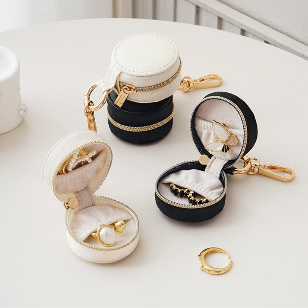 Round Mini Jewelry Box Necklace Display Ring Packaging Box Portable Travel Bag Travel