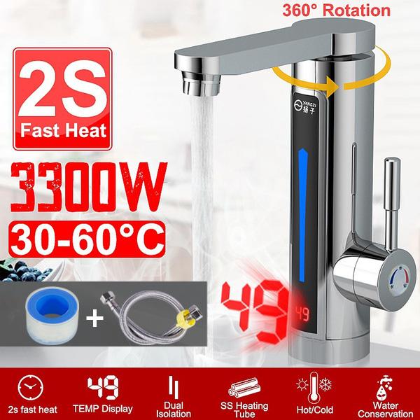 3300 Электрический нагревательный кран Мгновенный водопроводный кран со светодиодным дисплеем температуры окружающего освещения