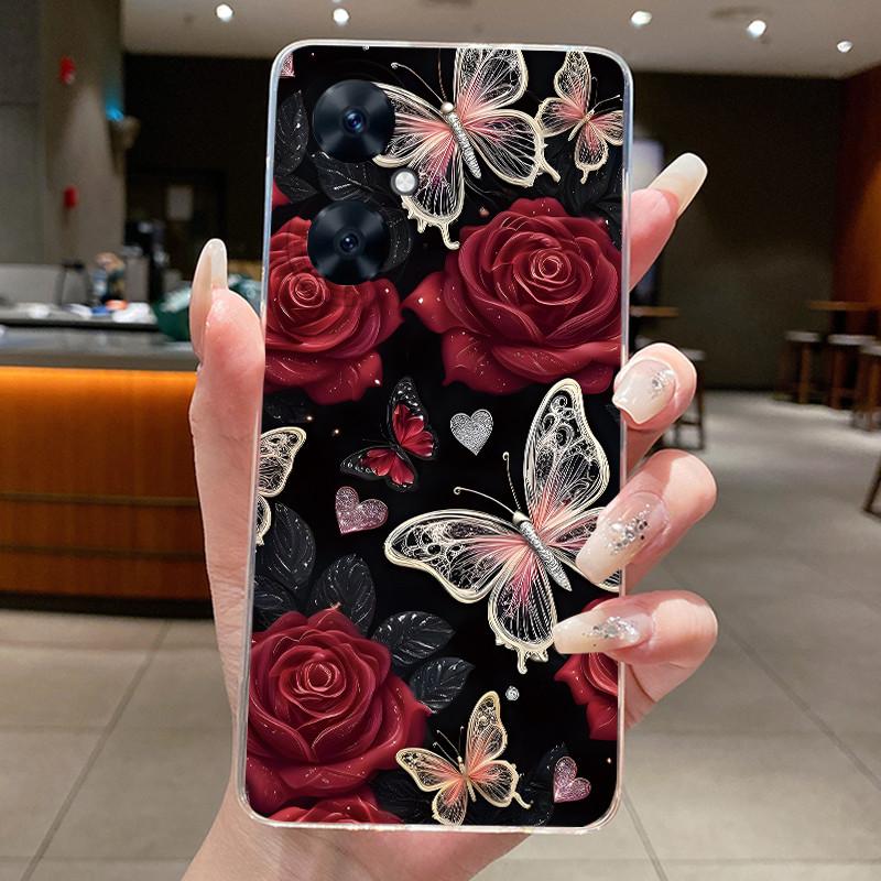For Huawei Nova 11 SE 11SE Phone Case Huawei Nova 12 SE BNE-LX1 Case Luxury Fashion Butterfly Flowers Clear Soft Silicone Cover