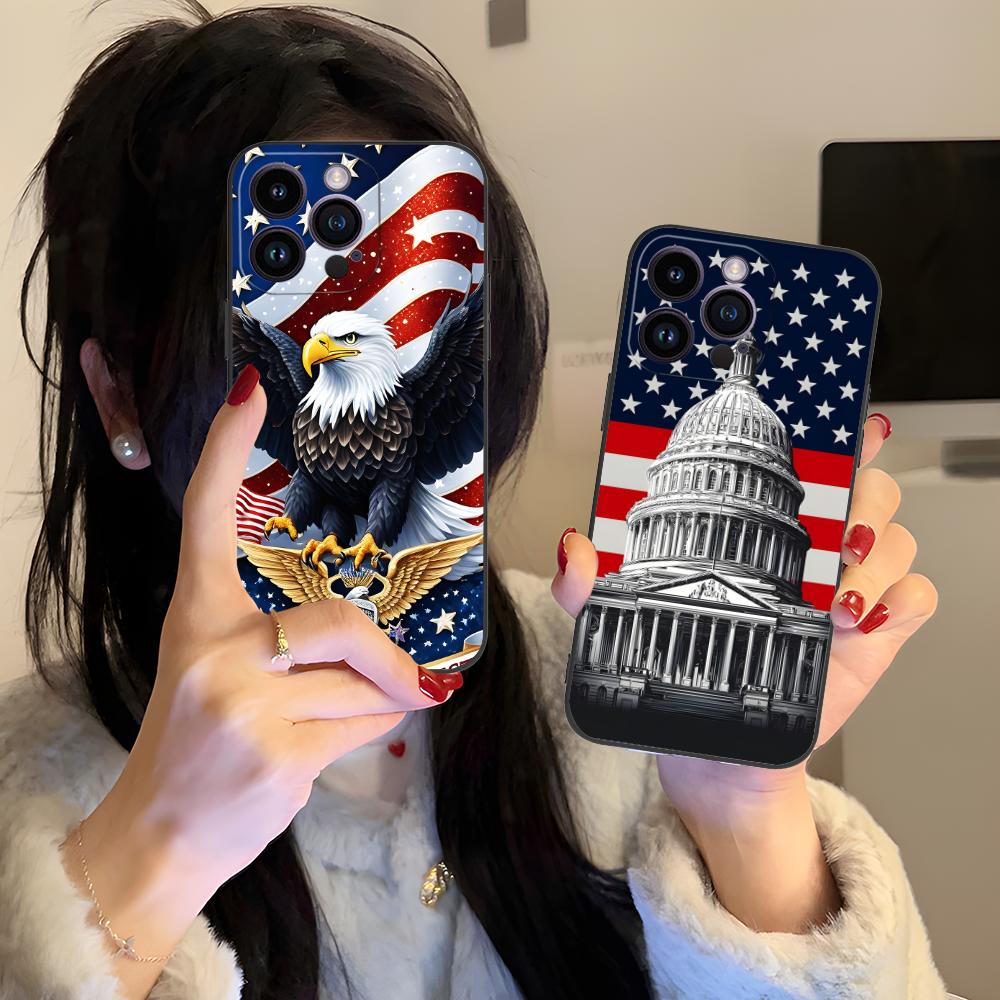 США Флаг Америки Чехол для мобильного телефона iPhone 17 16 15 14 13 12 11 X XR XS 8 7 Air Pro Max Plus Mini Цветной Чехол Cover