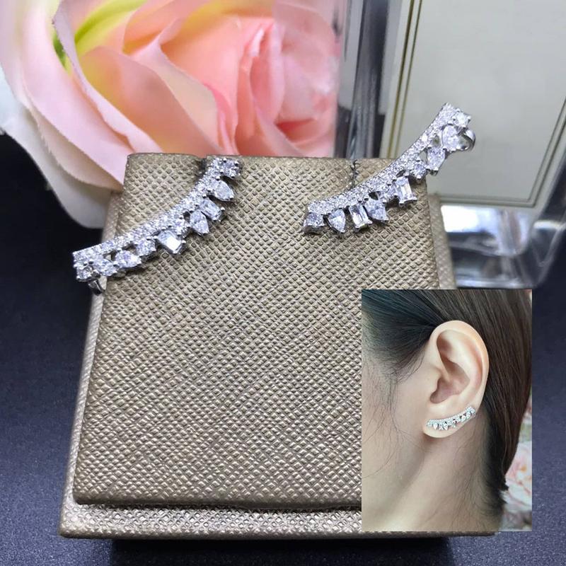 New Fashion Luxury Cubic Zirconia Stud Earrings for Women Cartilage Ear Cuff Earrings Modern Girl Accessories Wedding Jewelry