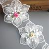 1 Yard (About 13 Flowers) White Cotton Hexagonal Flower Embroidered Lace Trim Ribbon, Polyester Sewing Supplies for Diy Crafts and Costume Decorations