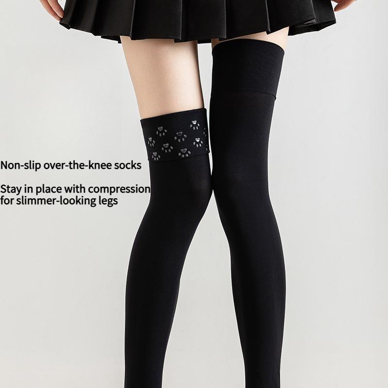 1PAIR silicone non-slip knee socks women's JK calf socks velvet thigh stockings Japanese black long tube ballet style