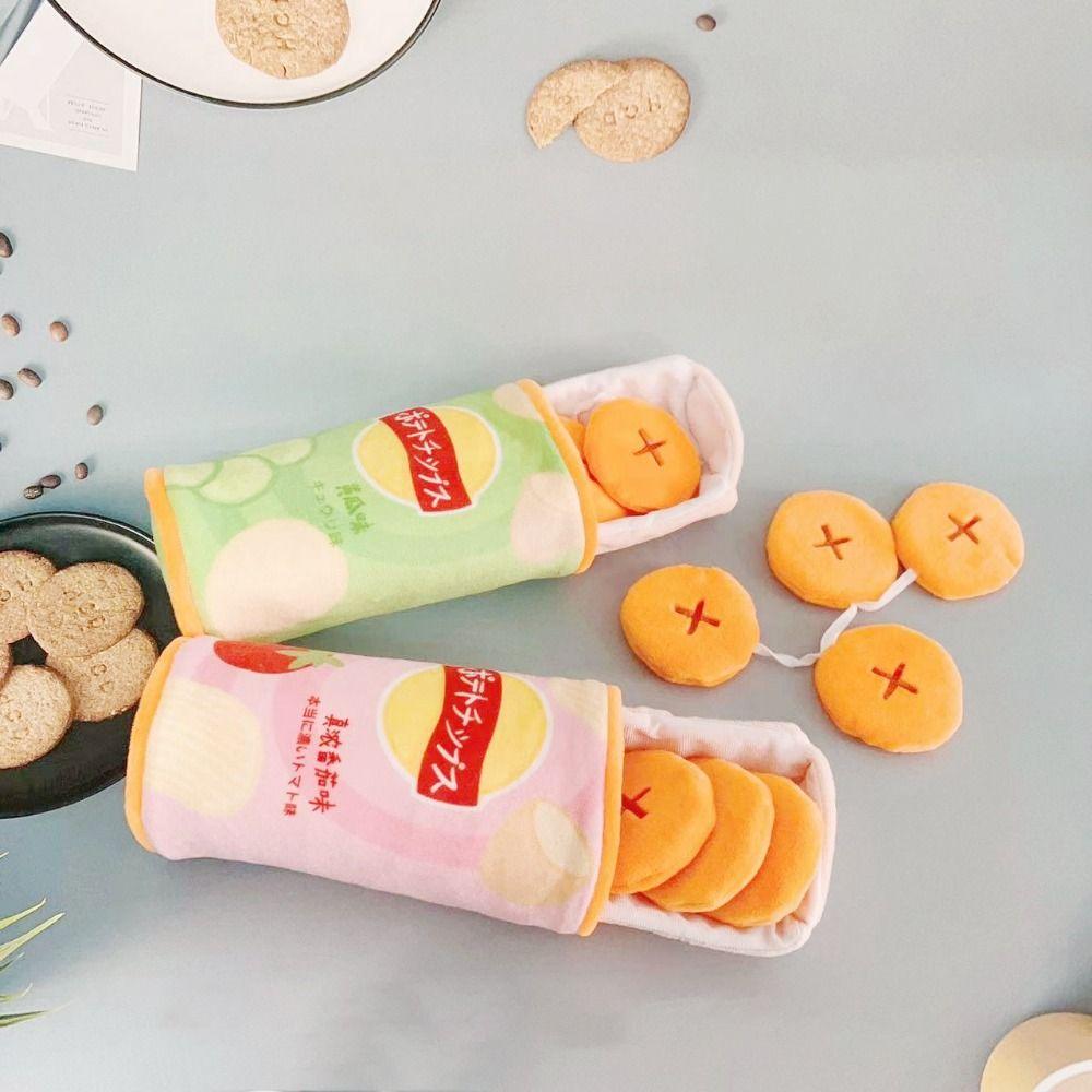 Wear Resistant Simulated Potato Chip Dog Toy Plush Pet Snuffle Toy  For Cats/Kitten