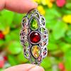 Natural Peridot, Garnet Gemstone 925 Sterling Silver Gift Ring Size 11 T4b92