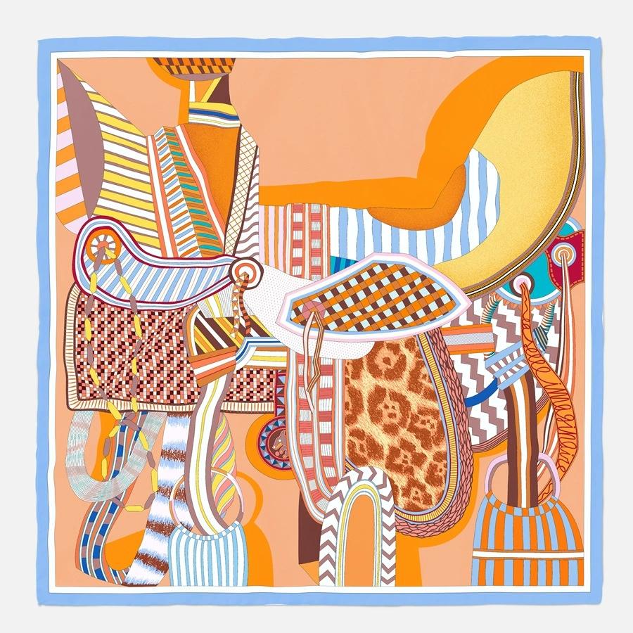 53cm European Printed Small Square Scarf Hot Brand All Matched Imitation Silk Foulard Hijabs For Women