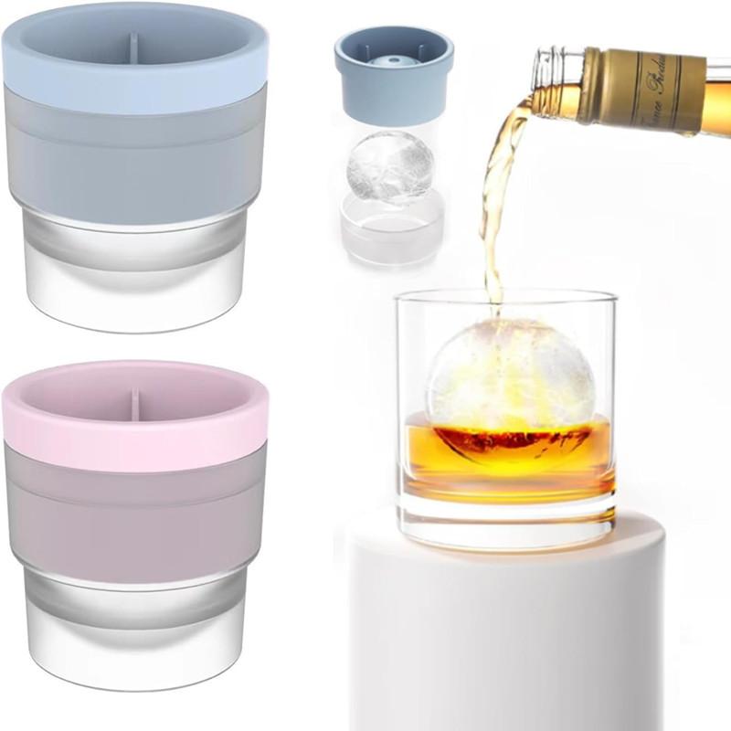 Круглая силиконовая форма для хоккея с шайбой Whisky, большой сферический кубик льда, измельчитель льда, подходит для бара, домашней кухни, принадлежностей