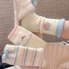 Australian Woolen Socks for Girls, Cute Cartoon Rabbits, Fluffy Mid-calf Socks, Sweet Autumn and Winter, Bow Stripes, and Warm Socks