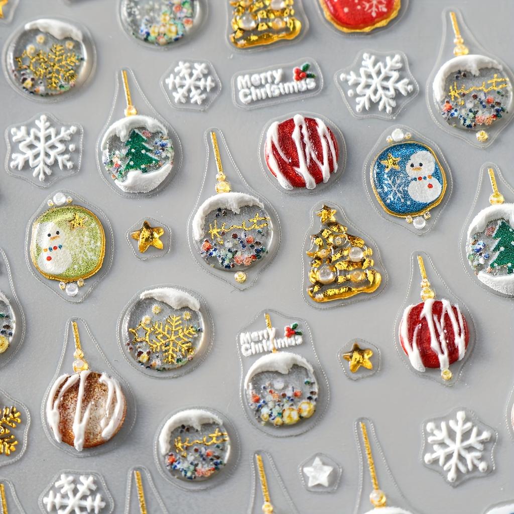 5D Объемная наклейка для ногтей Рождественская елка Снежинка Рождественский дизайн ногтей Украшение Слайдер Маникюрное украшение Рождественские принадлежности для ногтей