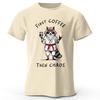 Мужская футболка с принтом "First Coffee" 100% хлопок Оверсайз Утренние графические футболки для женщин Летние топы Кафе Уличная одежда