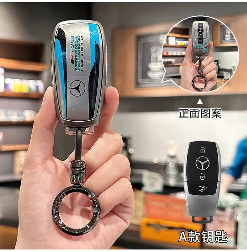 Grey TPU Car Remote Key Case Cover Shell Bag For Mercedes Benz A C E S G Class GLC CLE CLA GLB GLS W177 W205 W213 W222 X167 AMG LMNOP1