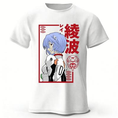 Аниме Neon Genesis Evangelion Рей Мемориальное издание Чистый хлопок Короткий рукав Мужчины Женщины Повседневная Свободная Удобная Спортивная Футболка