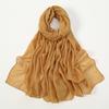 Big Size Pleated Shimmer Cotton Hijab Scarf For Women Muslim Long Shawls Solid Headscarf Wraps Islamic Headband Turban 180*90cm
