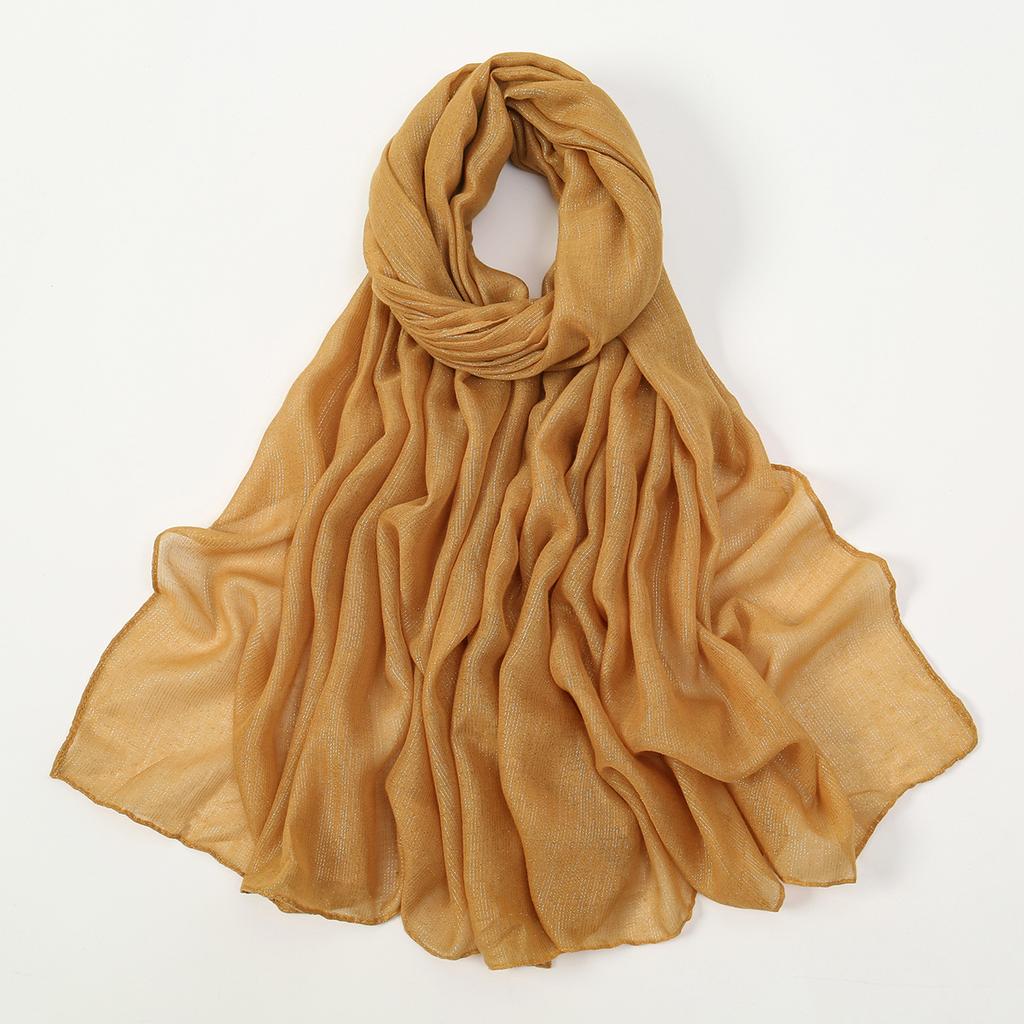 Big Size Pleated Shimmer Cotton Hijab Scarf For Women Muslim Long Shawls Solid Headscarf Wraps Islamic Headband Turban 180*90cm