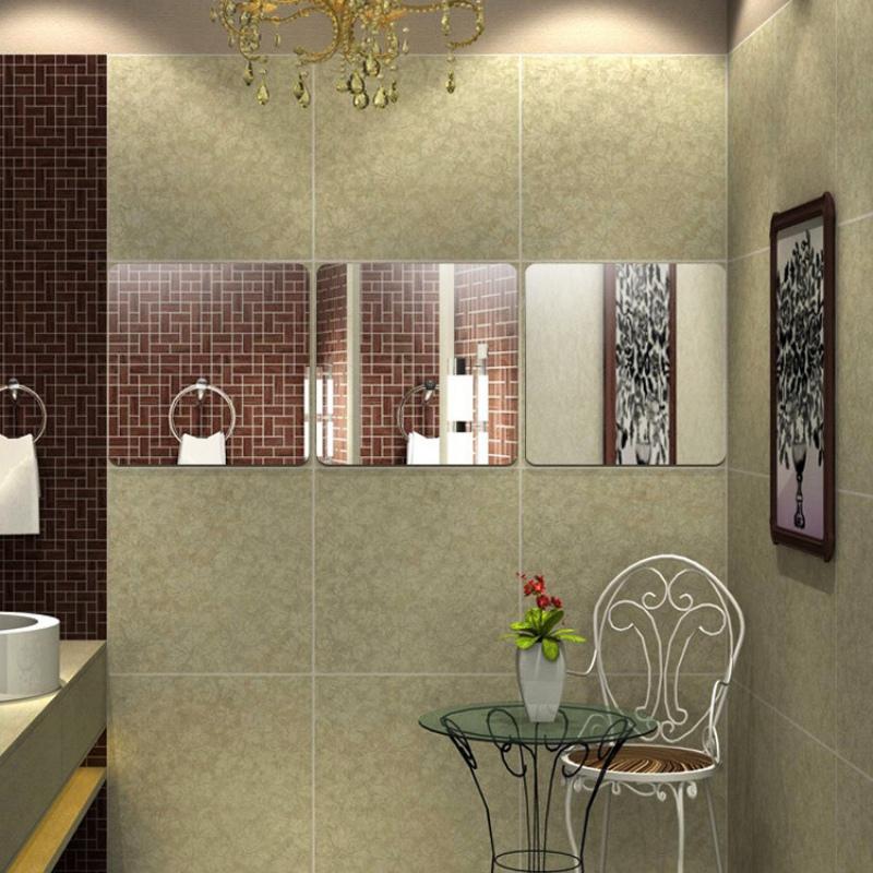 6pcs/set 3D Acrylic Mirror Wall Sticker 15x15cm Square Self-Adhesive Removable Art Wall Stickers Home Party Wall Mirror Stickers