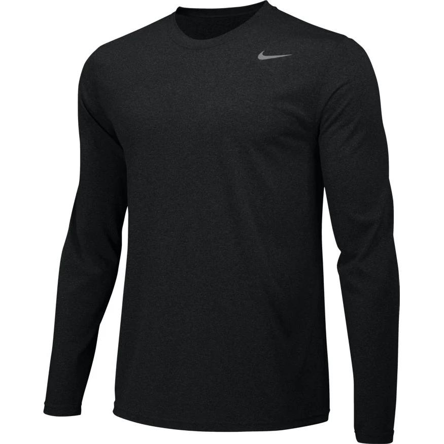 Nike Logo Solid Color Crew Neck Loose Long Sleeve T-Shirt Men Tops Black 727980-010