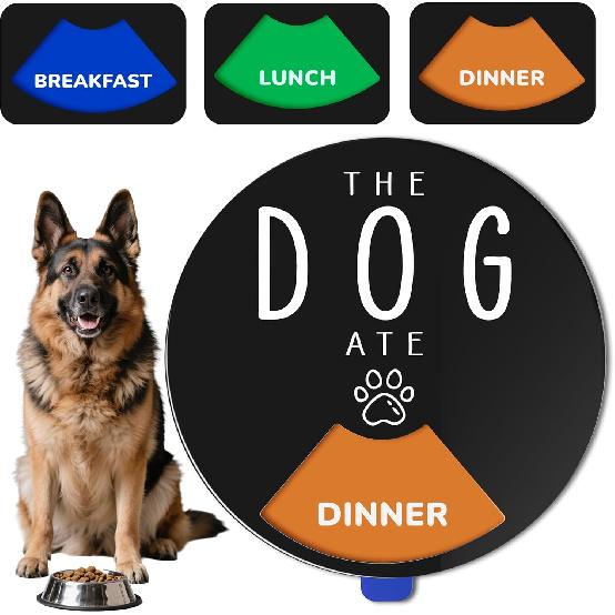 Dog Fed Sign - Dog Feeding Status Spinner with 3 Meals Marked, Did You Feed The Pet Tracker, Pet Feeding Reminder with Double Sided Tape for Fridge,