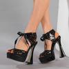 Liyke New Style Hollow Out Ankle Strap Platform Sandals Women Black Peep Toe Super High Heels Stripper Shoes Zapatos Mujer