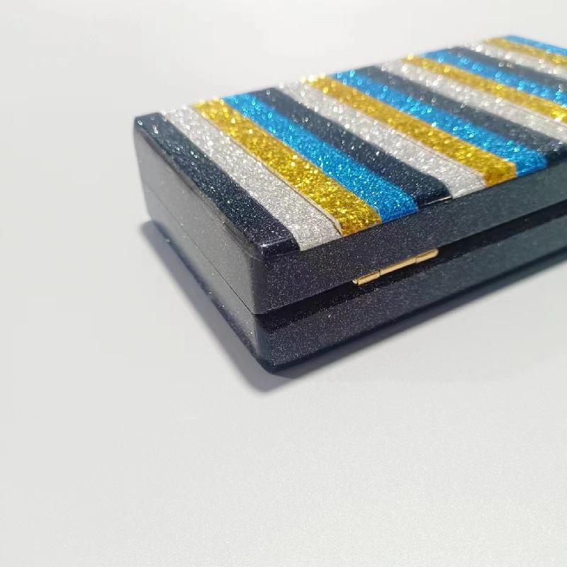 Shoulder Color Stripe Patchwork Evening Bag Vintage Chain Clutch Crossbody Acrylic Women's Handbags Replicas Of Famous Brands