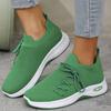 Fashion Breathable Knitted Sneakers for Women Green Lightweight Slip On Running Shoes Woman Comfort Non Slip Casual Sport Shoes