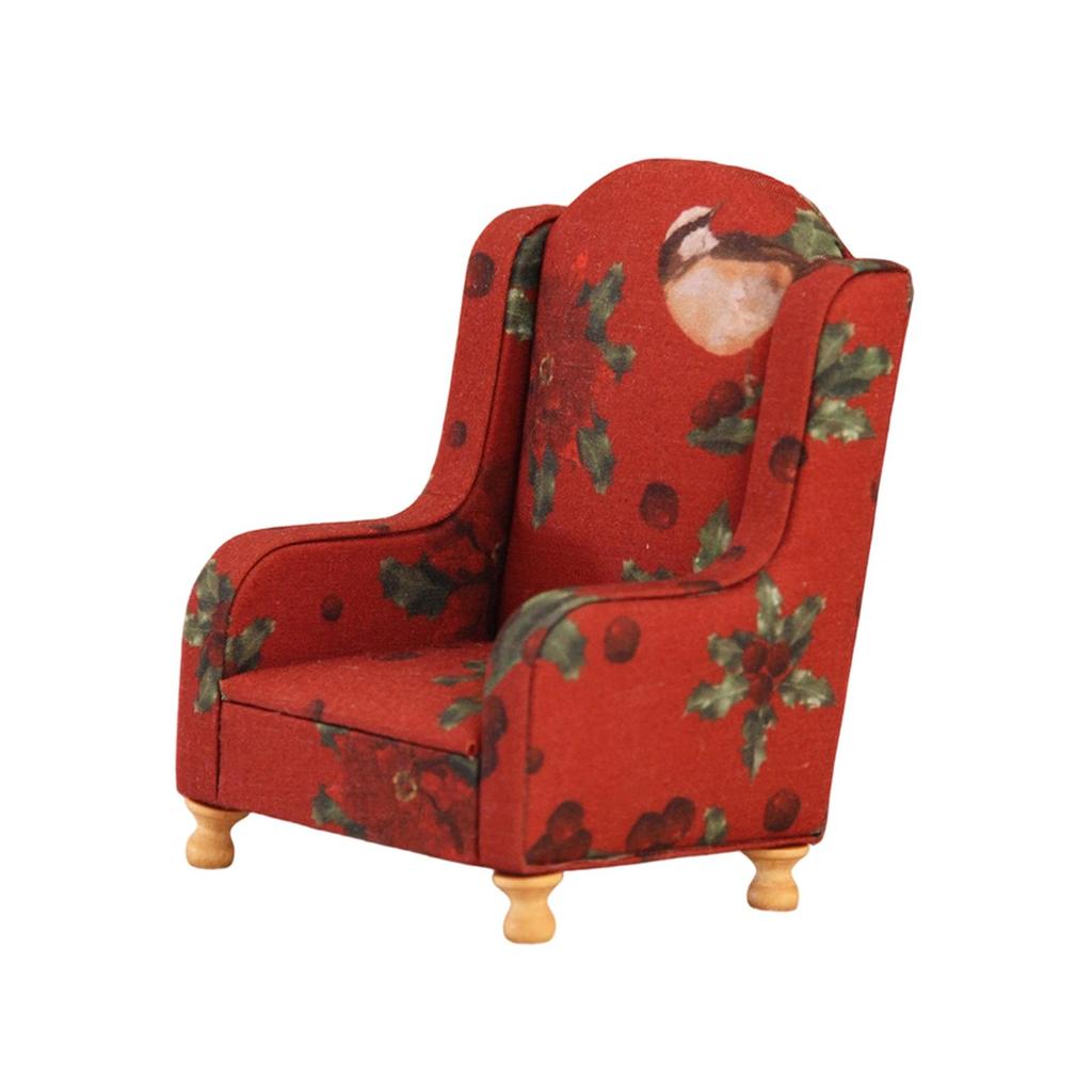 Doll Miniature Sofa Armchair Couch Vintage Accent Chair Cloth Material Realistic Design