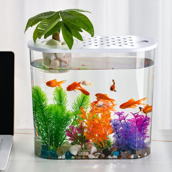 Стильная настольная миска для рыбы с отверстиями и крышкой, гидропоника, почвенная культура, идеально подходящая для декора дома или офиса