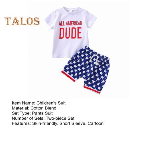 Повседневные наряды Топы с коротким рукавом Шорты-шаровары со звездами и полосками День независимости 4 июля Детская одежда для отдыха