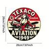 Винтажная металлическая табличка Texaco Aviation 1949 года, 8x8 дюймов, круглая, ретро, настенное искусство, декор для дома и офиса, подарок