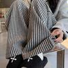 American Retro Pinstripe Woolen Petite Wide-Leg Pants - Casual Straight-Leg Streetwear 145cm