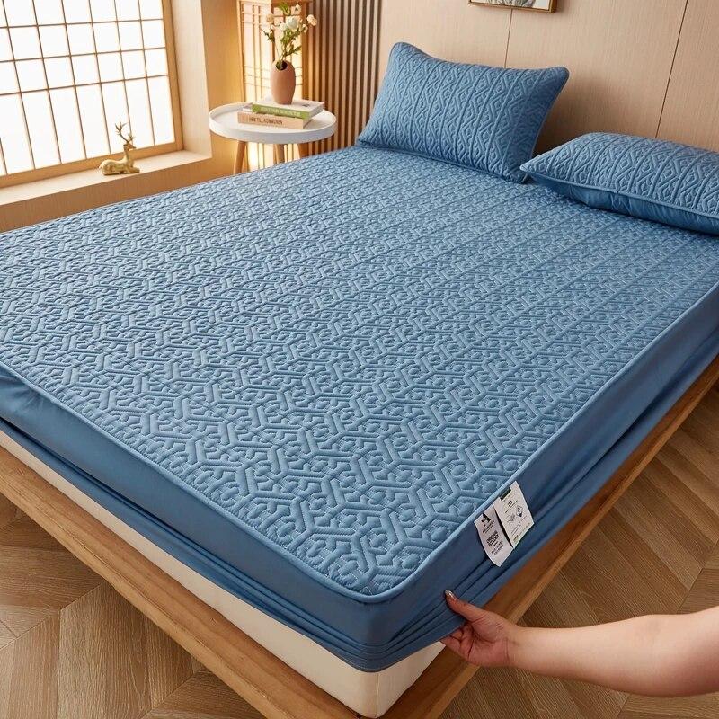 Стеганый наматрасник из чистого хлопка, антибактериальный защитный коврик для кровати размера «queen-king-size» без наволочки