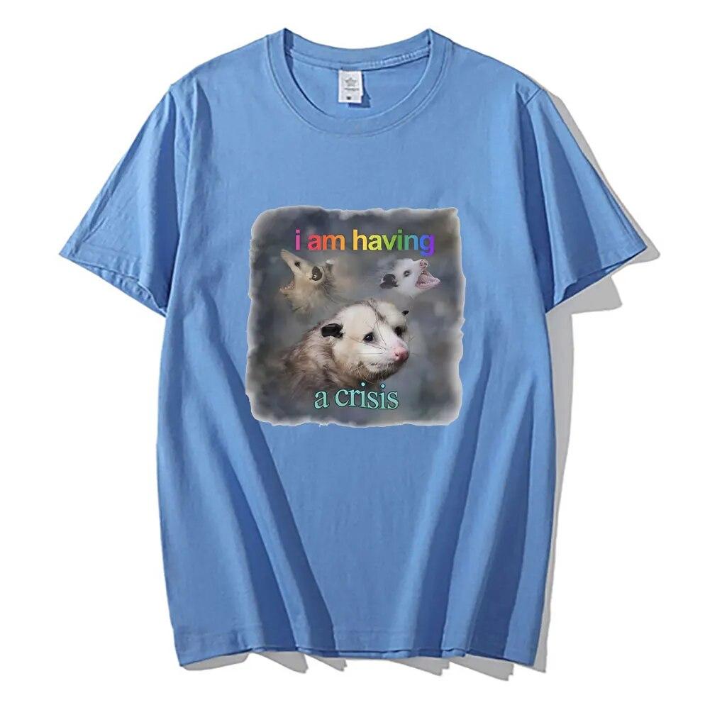 Забавная футболка с рисунком Possum Meme I Am Crisis Possum Word Art, милая женская футболка унисекс, повседневная футболка большого размера, уличная одежда