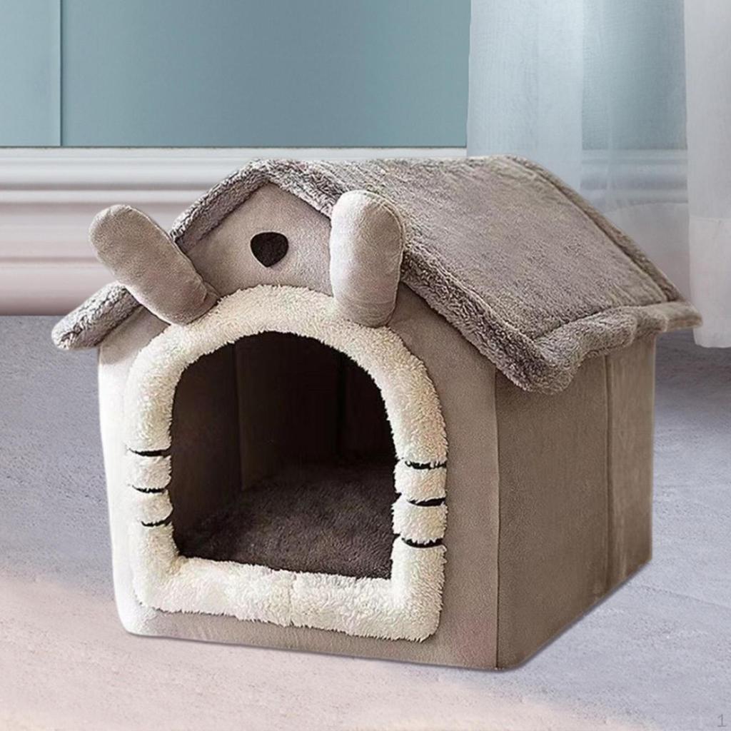 Cat Cave Bed ,Pet House ,Light Grey Removable Cushion Indoor Small Pets Tent Dog Plush for