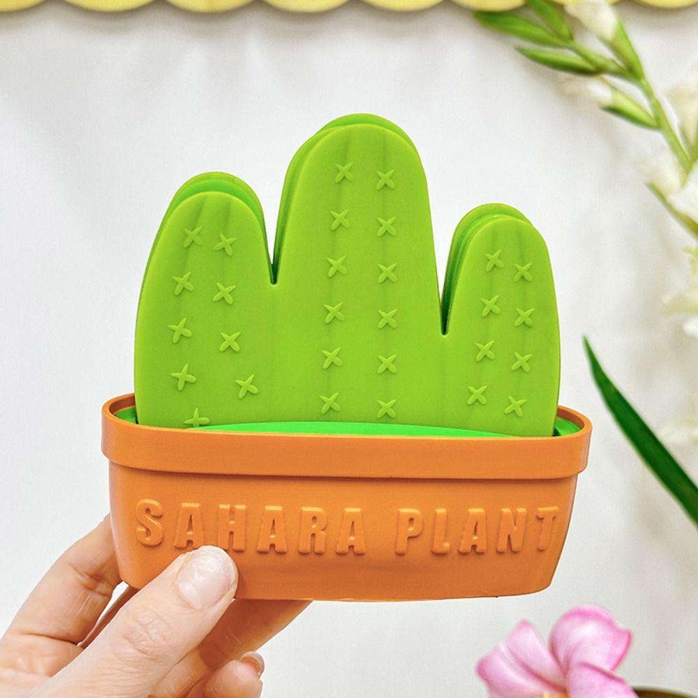Creative Cactus Coasters Set Anti Scald Decorative Placemats Safe Cactus Cup Mat Tableware