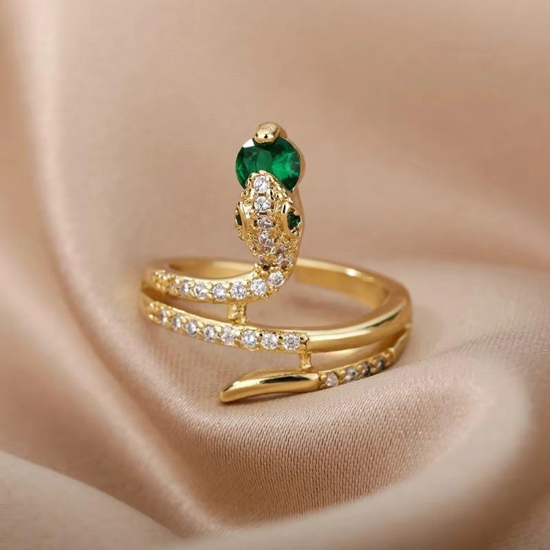 Ретро Кольцо из Титановой Стали Женское Золотая Змея Универсальное Простое Хип-Хоп Личность Открытая Змея Горячая Распродажа Тренд