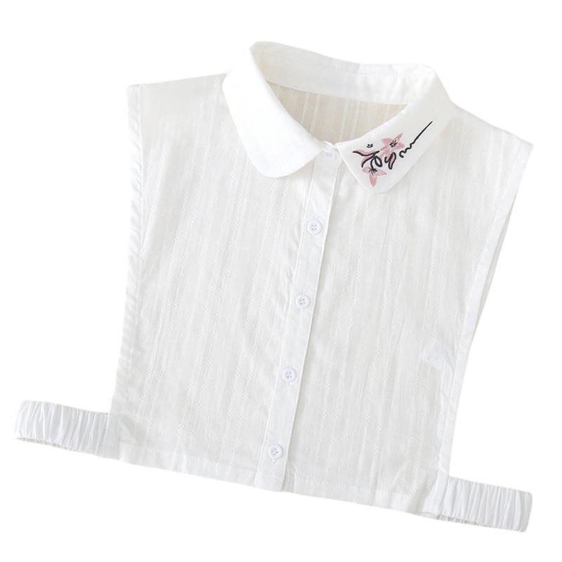 Women XL Floral Half Shirt Neckwear Fake Collar Ladies Vintage Detachable Collars White False Collar Lapel Woman Decoration